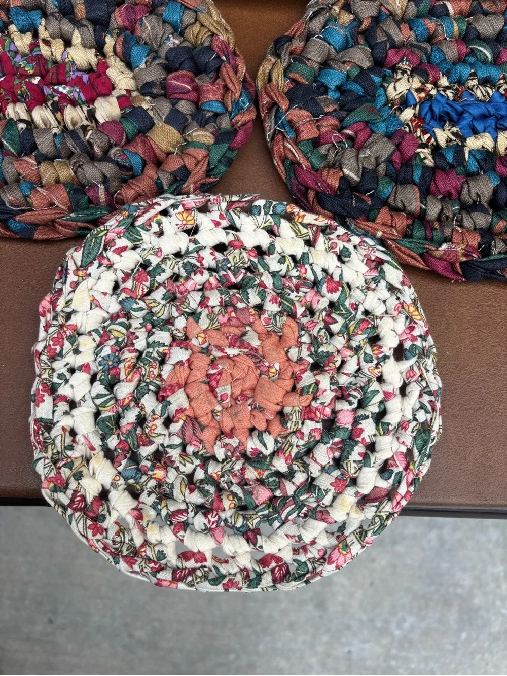 Set Of 9 Vintage Woven Braided Rug Trivets Hot Pads Granny Kitchen farmhouse